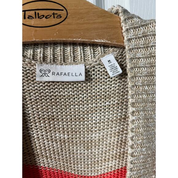 Rafaella Striped Open Front Cardigan Boho Layering Sweater Size L - Picture 6 of 6